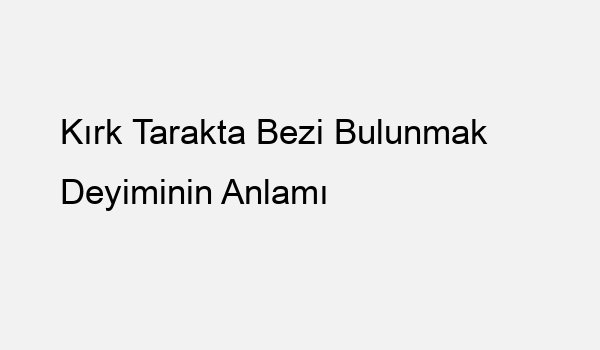 Kırk Tarakta Bezi Bulunmak Deyiminin Anlamı